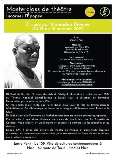 Masterclass de théâtre – Incarner l’Epopée