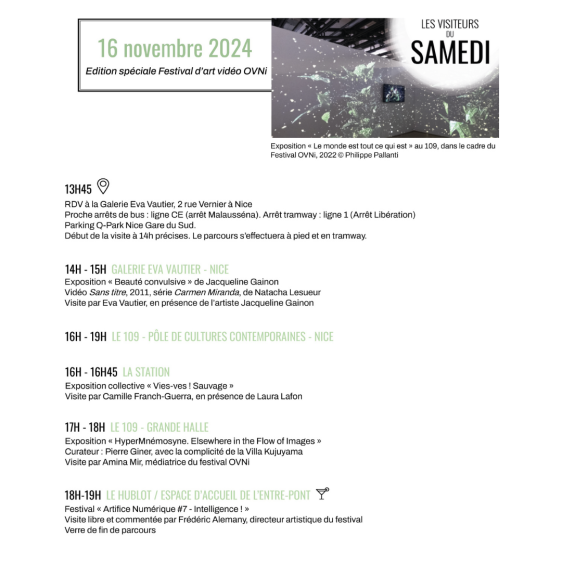Les Visiteurs du Samedi 16 novembre 2024 – Edition spéciale Festival d’art vidéo OVNi